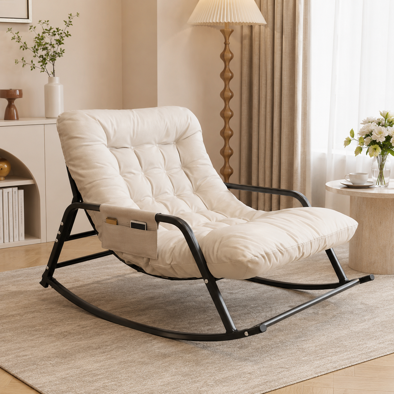 Rocking Chair 2 places & coussin rembourré - Nuvia