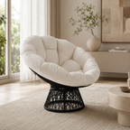 Rocking Chair Rotatif avec Coussin & Osier Tressé — Bulma