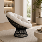 Rocking Chair Rotatif avec Coussin & Osier Tressé — Bulma