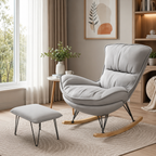 Rocking Chair avec repose-pieds & assise rembourrée — Alramo Celina
