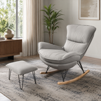 Rocking Chair avec repose-pieds & assise rembourrée — Alramo Celina