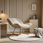 LINEN - Rocking Chair Lin Bois de Hêtre Massif - Fauteuil à Bascule Design Dossier Réglable