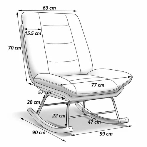 LINEN - Rocking Chair Lin Bois de Hêtre Massif - Fauteuil à Bascule Design Dossier Réglable