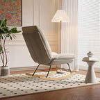 LINEN - Rocking Chair Lin Bois de Hêtre Massif - Fauteuil à Bascule Design Dossier Réglable