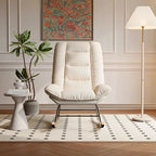 LINEN - Rocking Chair Lin Bois de Hêtre Massif - Fauteuil à Bascule Design Dossier Réglable