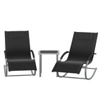 DUOVA - Lot 2 Chaises Longues à Bascule & Table Extérieur - Ensemble Jardin Terrasse Résistant 160kg Appuie-tête