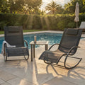 DUOVA - Lot 2 Chaises Longues à Bascule & Table Extérieur - Ensemble Jardin Terrasse Résistant 160kg Appuie-tête