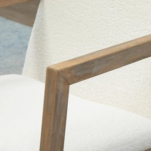 BORKA - Rocking Chair Nordique Bouclette Bois d'Hévéa - Fauteuil à Bascule Scandinave Salon