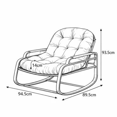 ARKOA Rotin - Rocking Chair Extérieur Résistant Intempéries - Fauteuil à Bascule Jardin Terrasse Balcon