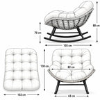 BALINA - Fauteuil à Bascule Papasan Rotin Plein & Coussin Épais