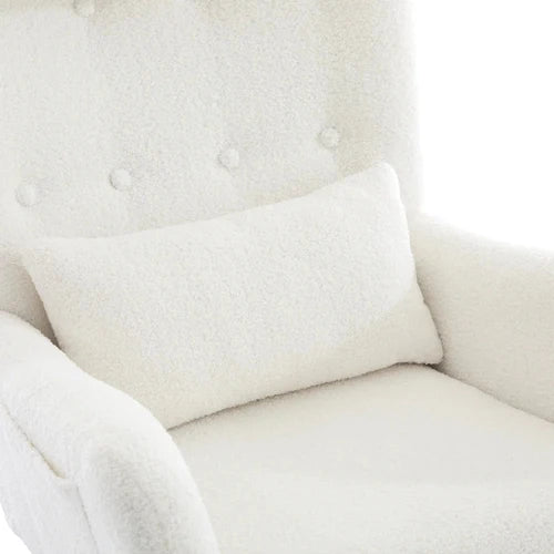 NUVEA - Rocking Chair Allaitement Ergonomique Teddy Blanc - Fauteuil à Bascule Repose-pieds Appuie-tête Lombaire