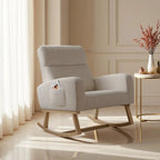 VOLKA - Rocking Chair Allaitement Teddy Bouclé Dossier Haut - Fauteuil à Bascule & Coussin