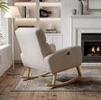 VOLKA - Rocking Chair Allaitement Teddy Bouclé Dossier Haut - Fauteuil à Bascule & Coussin