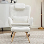 NUVEA - Rocking Chair Allaitement Ergonomique Teddy Blanc - Fauteuil à Bascule Repose-pieds Appuie-tête Lombaire