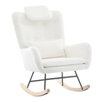 NUVEA - Rocking Chair Allaitement Ergonomique Teddy Blanc - Fauteuil à Bascule Repose-pieds Appuie-tête Lombaire