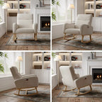 VOLKA - Rocking Chair Allaitement Teddy Bouclé Dossier Haut - Fauteuil à Bascule & Coussin