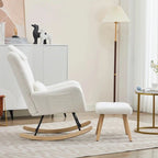 NUVEA - Rocking Chair Allaitement Ergonomique Teddy Blanc - Fauteuil à Bascule Repose-pieds Appuie-tête Lombaire