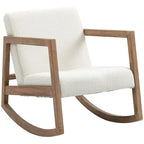 BORKA - Rocking Chair Nordique Bouclette Bois d'Hévéa - Fauteuil à Bascule Scandinave Salon