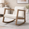 BORKA - Rocking Chair Nordique Bouclette Bois d'Hévéa - Fauteuil à Bascule Scandinave Salon