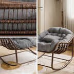 OVALIA - Rocking Chair Rotin Surdimensionné XXL - Fauteuil à Bascule Œuf Coussin