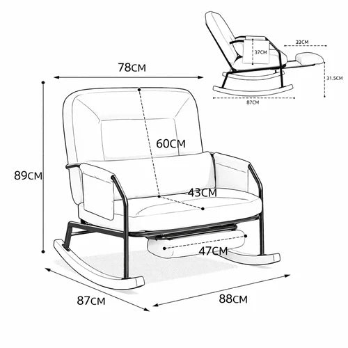 DOVEN - Rocking Chair Inclinable Corduroy Repose-pieds - Fauteuil à Bascule 4 Positions