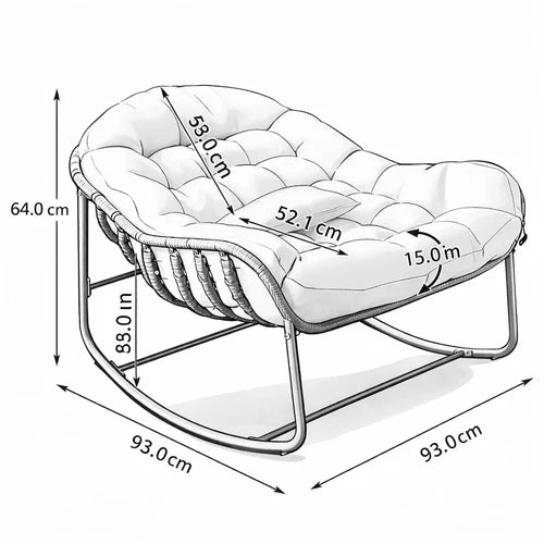OVALIA - Rocking Chair Rotin Surdimensionné XXL - Fauteuil à Bascule Œuf Coussin