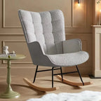 NUVOA Teddy - Rocking Chair Allaitement Dossier Haut - Fauteuil à Bascule Tissu Teddy Chambre Bébé