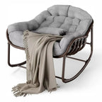 OVALIA - Rocking Chair Rotin Surdimensionné XXL - Fauteuil à Bascule Œuf Coussin
