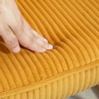 SOLENS - Rocking Chair Allaitement Tissu Côtelé Jaune - Fauteuil à Bascule Bois Hêtre Dossier Haut