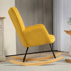 SOLENS - Rocking Chair Allaitement Tissu Côtelé Jaune - Fauteuil à Bascule Bois Hêtre Dossier Haut