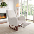VELKA – Rocking Chair Teddy Blanc Ivoire avec Repose-Pieds