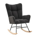NUVIA - Rocking Chair Allaitement Bouclé Dossier Haut - Fauteuil à Bascule Scandinave Métal Noir