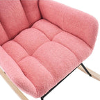 NUVIA - Rocking Chair Allaitement Bouclé Dossier Haut - Fauteuil à Bascule Scandinave Métal Noir