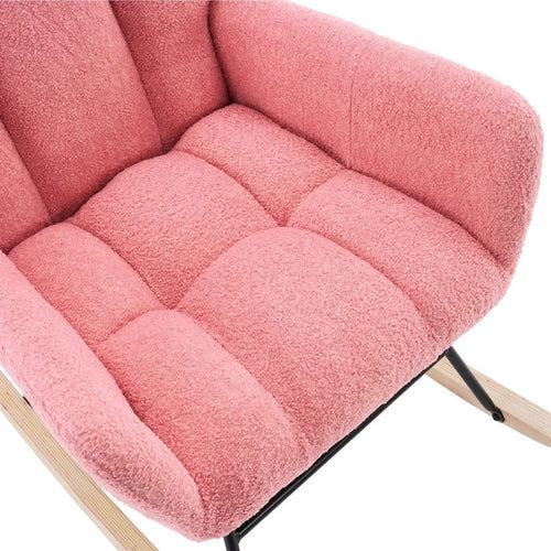 NUVIA - Rocking Chair Allaitement Bouclé Dossier Haut - Fauteuil à Bascule Scandinave Métal Noir