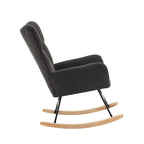 NUVIA - Rocking Chair Allaitement Bouclé Dossier Haut - Fauteuil à Bascule Scandinave Métal Noir