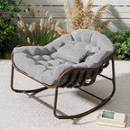 OVALIA - Rocking Chair Rotin Surdimensionné XXL - Fauteuil à Bascule Œuf Coussin