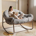 OVALIA - Rocking Chair Rotin Surdimensionné XXL - Fauteuil à Bascule Œuf Coussin