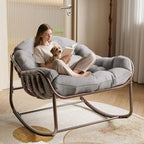 OVALIA - Rocking Chair Rotin Surdimensionné XXL - Fauteuil à Bascule Œuf Coussin