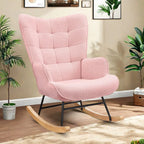 NUVOA Teddy - Rocking Chair Allaitement Dossier Haut - Fauteuil à Bascule Tissu Teddy Chambre Bébé