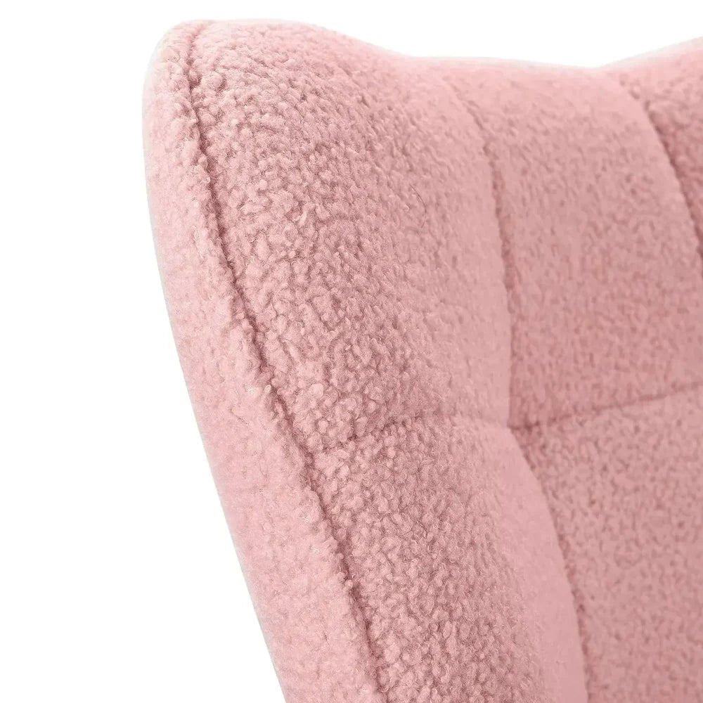 NUVOA Teddy - Rocking Chair Allaitement Dossier Haut - Fauteuil à Bascule Tissu Teddy Chambre Bébé