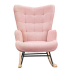 NUVOA Teddy - Rocking Chair Allaitement Dossier Haut - Fauteuil à Bascule Tissu Teddy Chambre Bébé