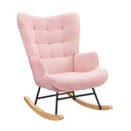 NUVOA Teddy - Rocking Chair Allaitement Dossier Haut - Fauteuil à Bascule Tissu Teddy Chambre Bébé