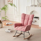 NUVIA - Rocking Chair Allaitement Bouclé Dossier Haut - Fauteuil à Bascule Scandinave Métal Noir