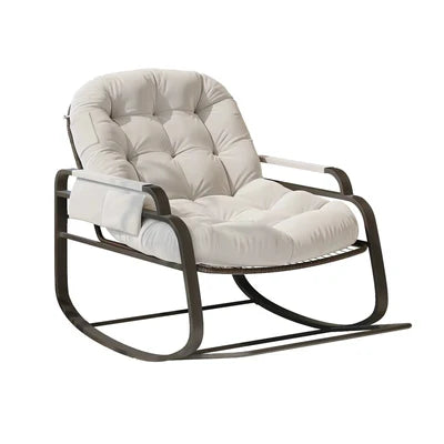 ARKOA Rotin - Rocking Chair Extérieur Résistant Intempéries - Fauteuil à Bascule Jardin Terrasse Balcon