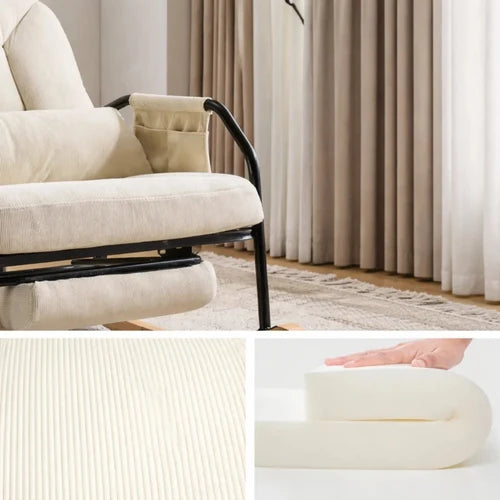 DOVEN - Rocking Chair Inclinable Corduroy Repose-pieds - Fauteuil à Bascule 4 Positions