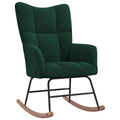 VELTA - Rocking Chair Allaitement Velours Matelassé Ultra Doux - Fauteuil à Bascule Bois Hévéa