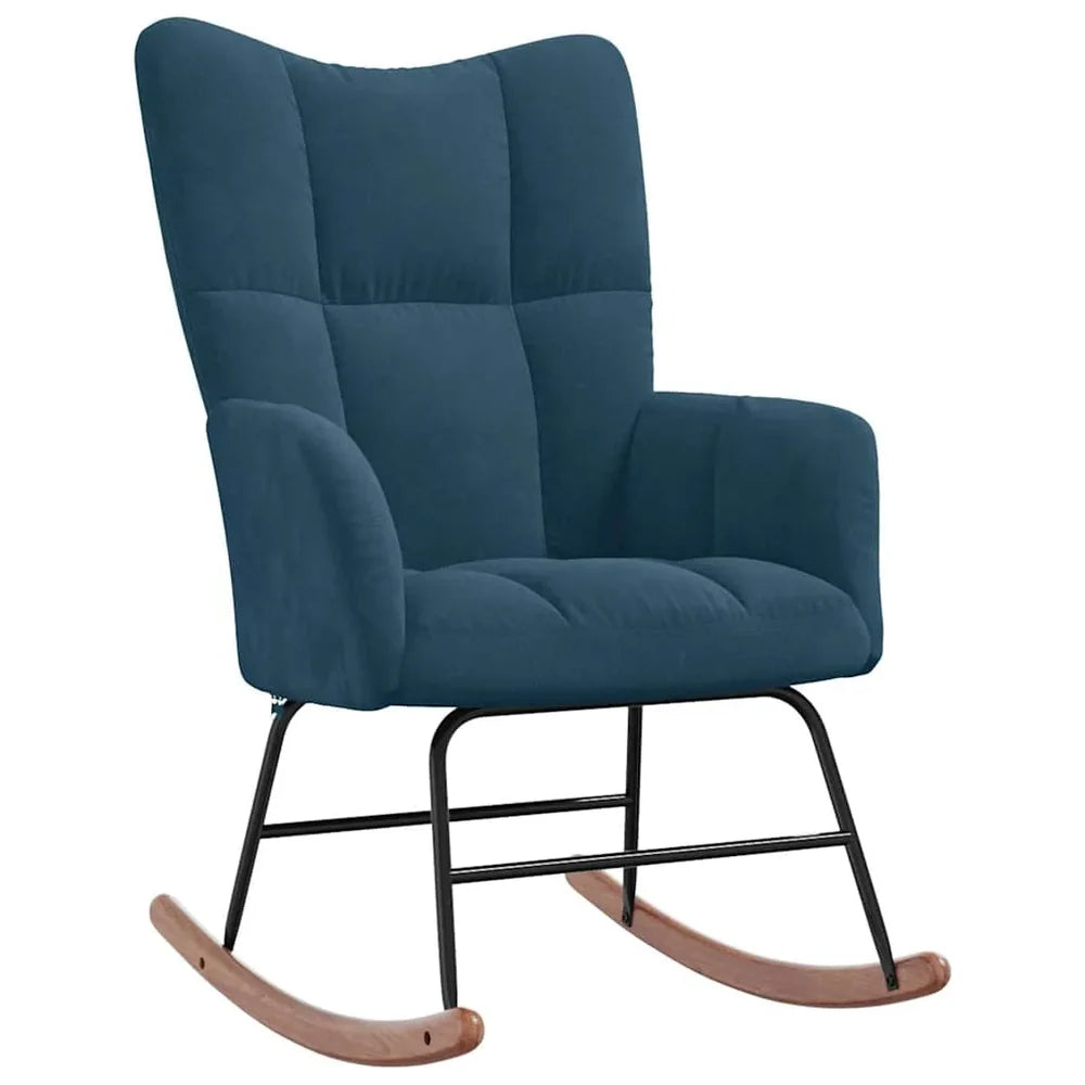 VELTA - Rocking Chair Allaitement Velours Matelassé Ultra Doux - Fauteuil à Bascule Bois Hévéa