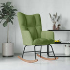 VELTA - Rocking Chair Allaitement Velours Matelassé Ultra Doux - Fauteuil à Bascule Bois Hévéa