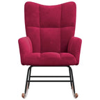VELTA - Rocking Chair Allaitement Velours Matelassé Ultra Doux - Fauteuil à Bascule Bois Hévéa