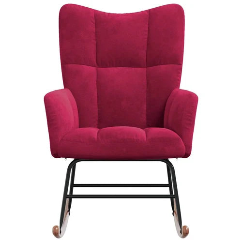 VELTA - Rocking Chair Allaitement Velours Matelassé Ultra Doux - Fauteuil à Bascule Bois Hévéa